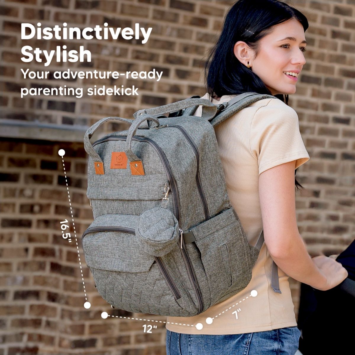 KeaBabies Rove Diaper Backpack - Classic Grey on Luna Baby Store Miami