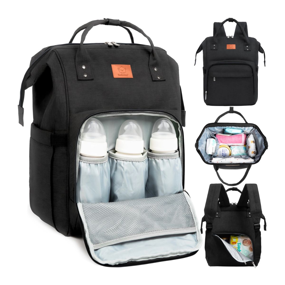 KeaBabies Rove Diaper Backpack -  Trendy Black on Luna Baby Store Miami