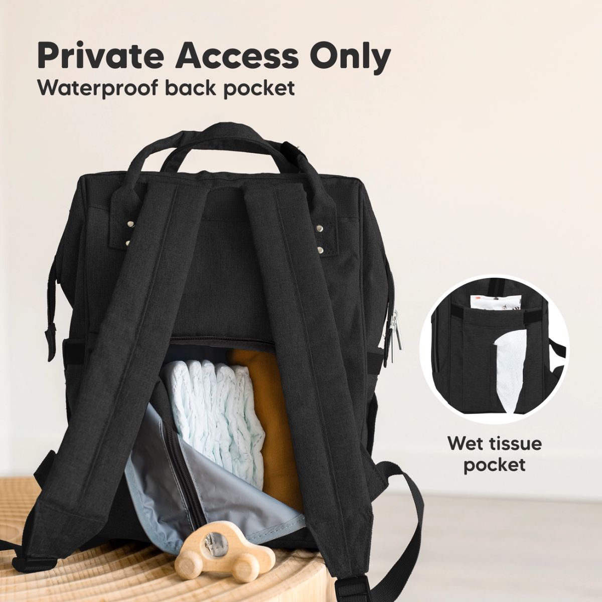KeaBabies Rove Diaper Backpack -  Trendy Black