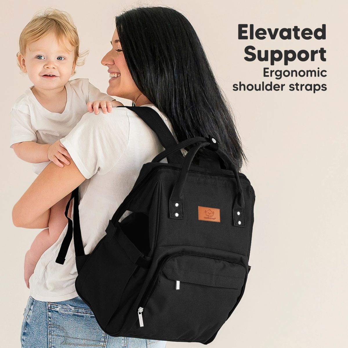 KeaBabies Rove Diaper Backpack -  Trendy Black