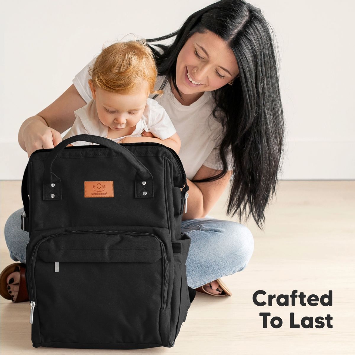 KeaBabies Rove Diaper Backpack -  Trendy Black on Luna Baby Store Miami