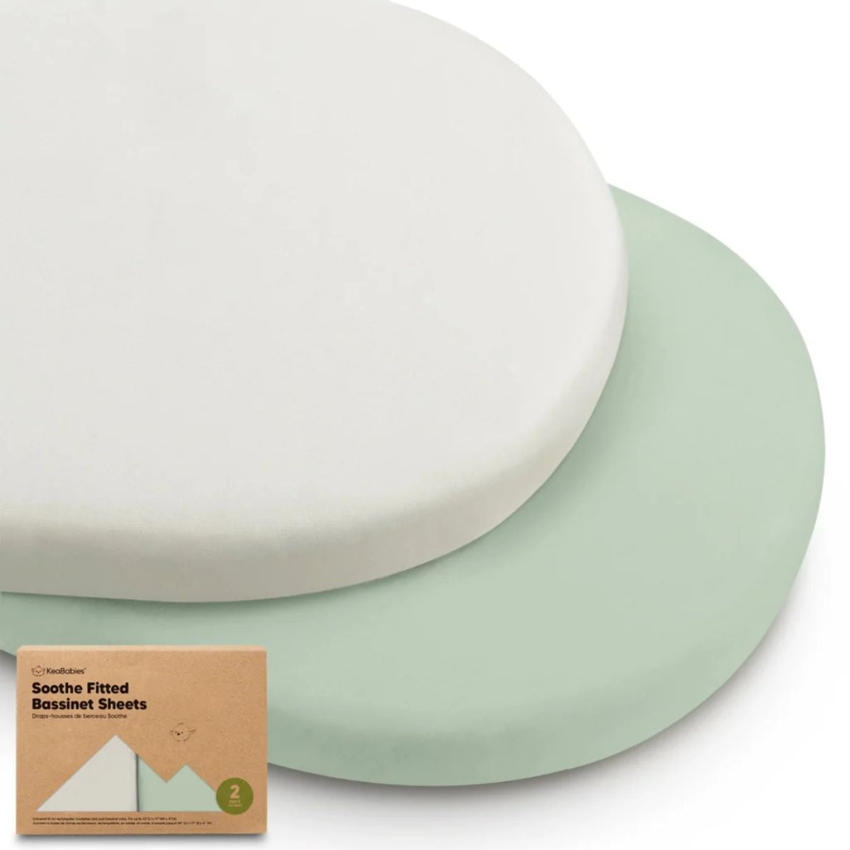 KeaBabies Soothe 2-Pack Fitted Bassinet Sheets Universal - Sage