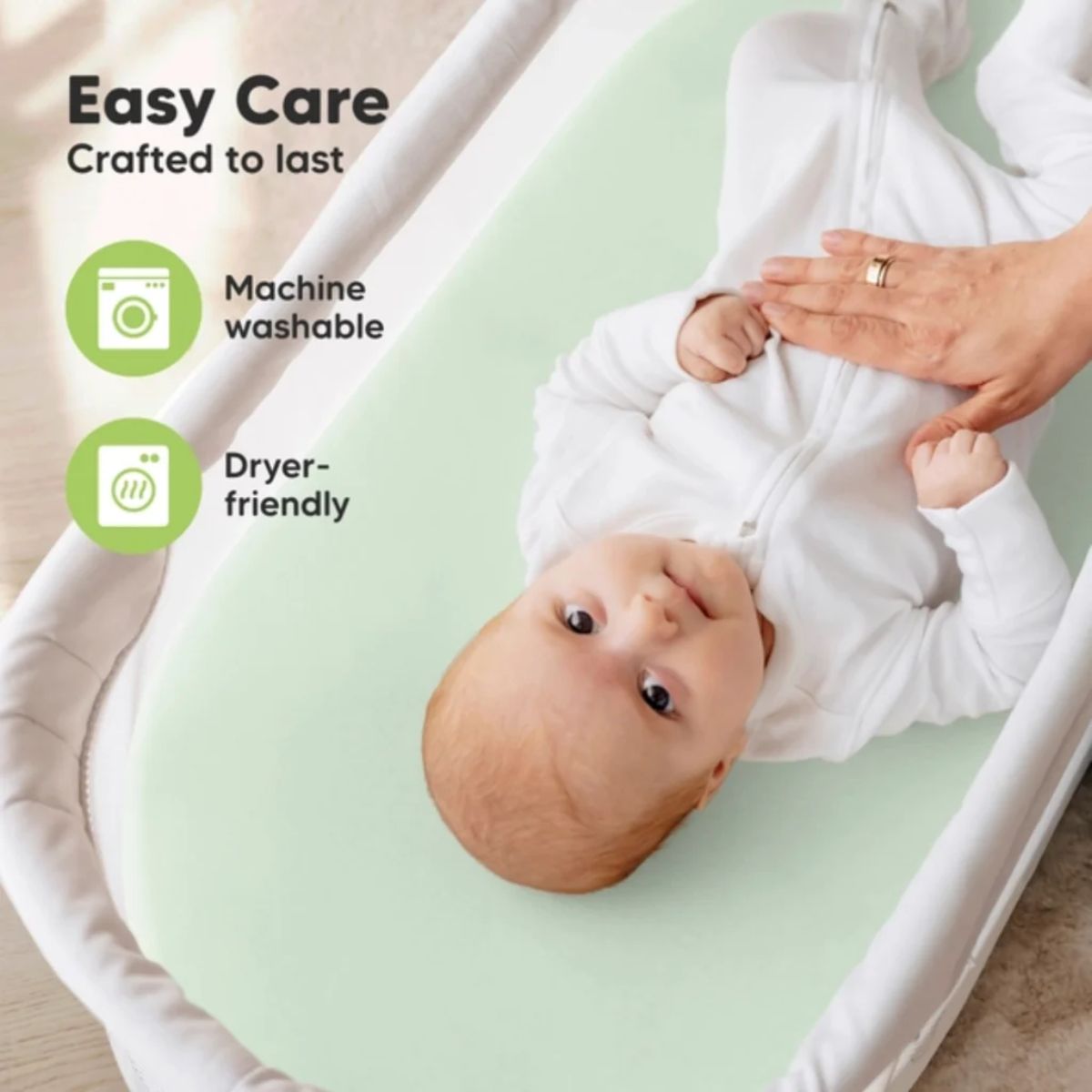 KeaBabies Soothe 2-Pack Fitted Bassinet Sheets Universal - Sage
