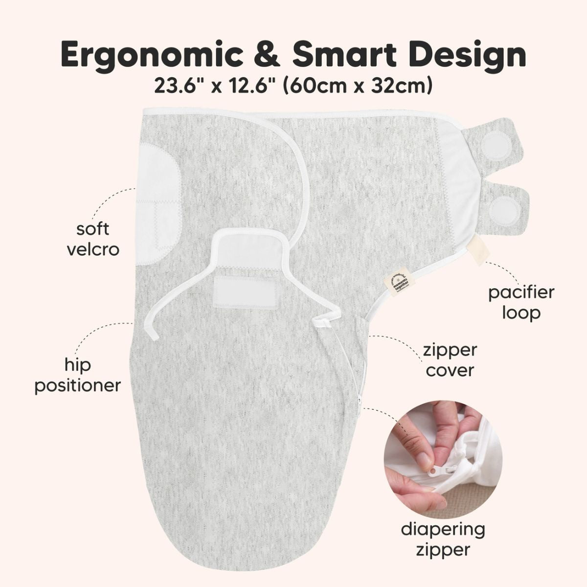KeaBabies Soothe Swaddle Sack 3 Pack Organic Cotton - Aspire