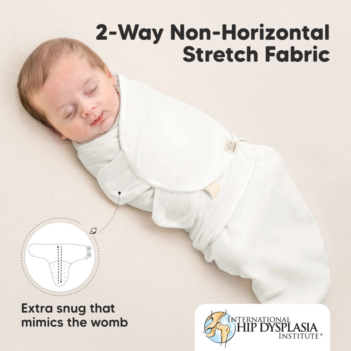 KeaBabies Soothe Swaddle Sack 3 Pack Organic Cotton 0-3M - Soft White