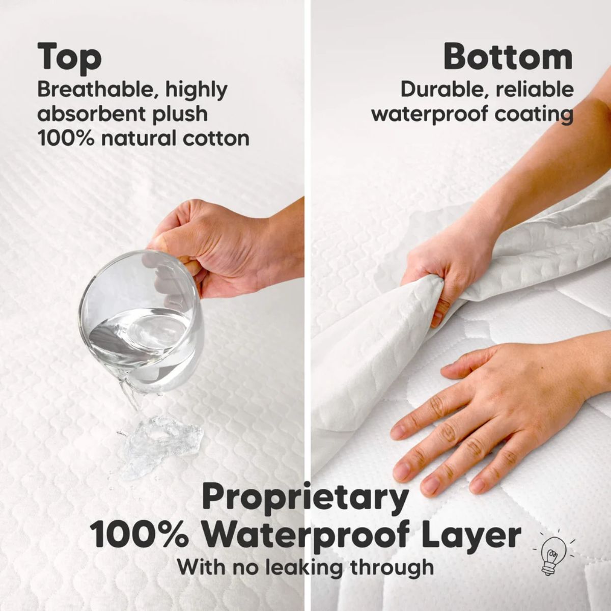 KeaBabies Waterproof Crib Mattress Protector Cover Fitted 2-Pack - Soft White on Luna Baby Store Miami