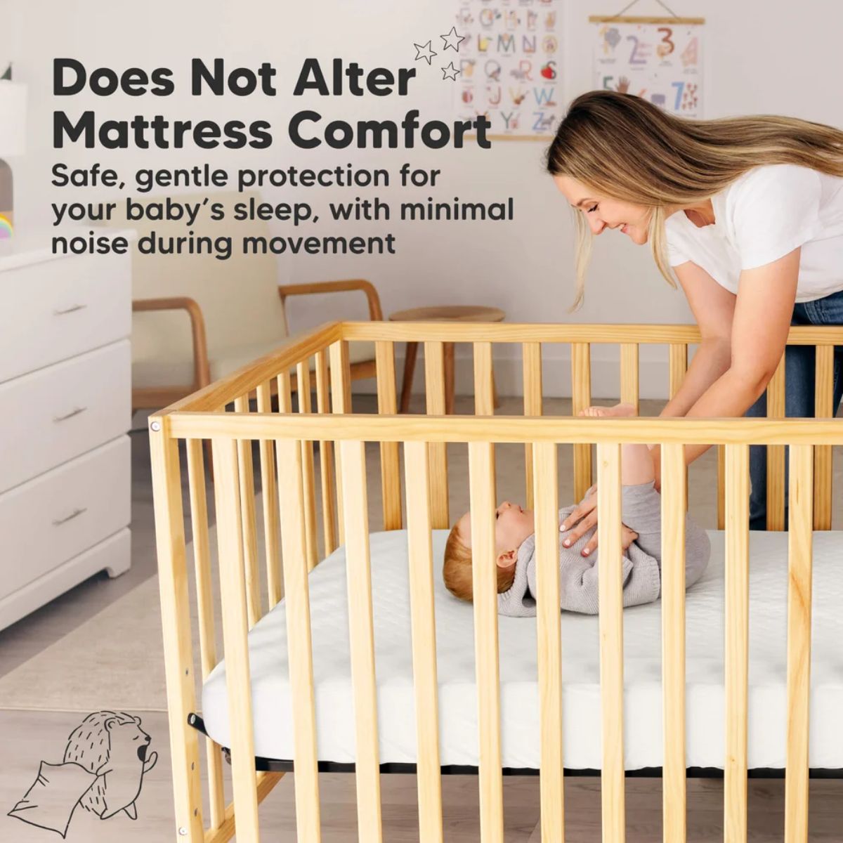 KeaBabies Waterproof Crib Mattress Protector Cover Fitted 2-Pack - Soft White on Luna Baby Store Miami