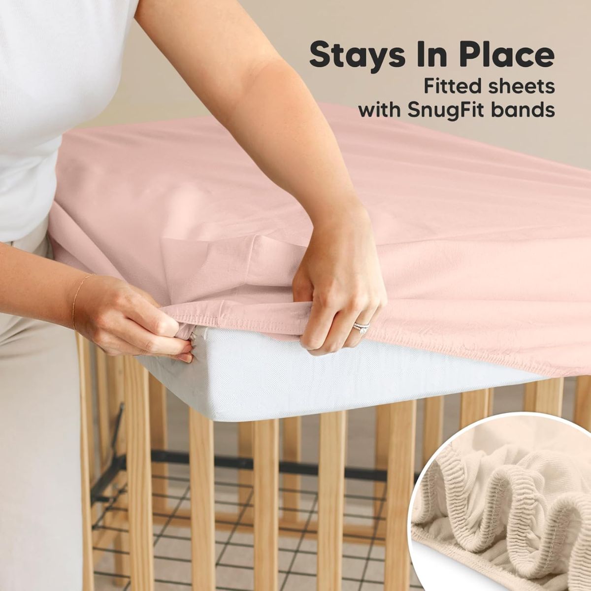 Keababies 2pk Waterproof Crib Sheets Baby Mattress Protector+ - Cameo