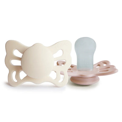 Mushie FRIGG Butterfly Anatomical Silicone Pacifier 2-Pack 0-6M Cream E Blush