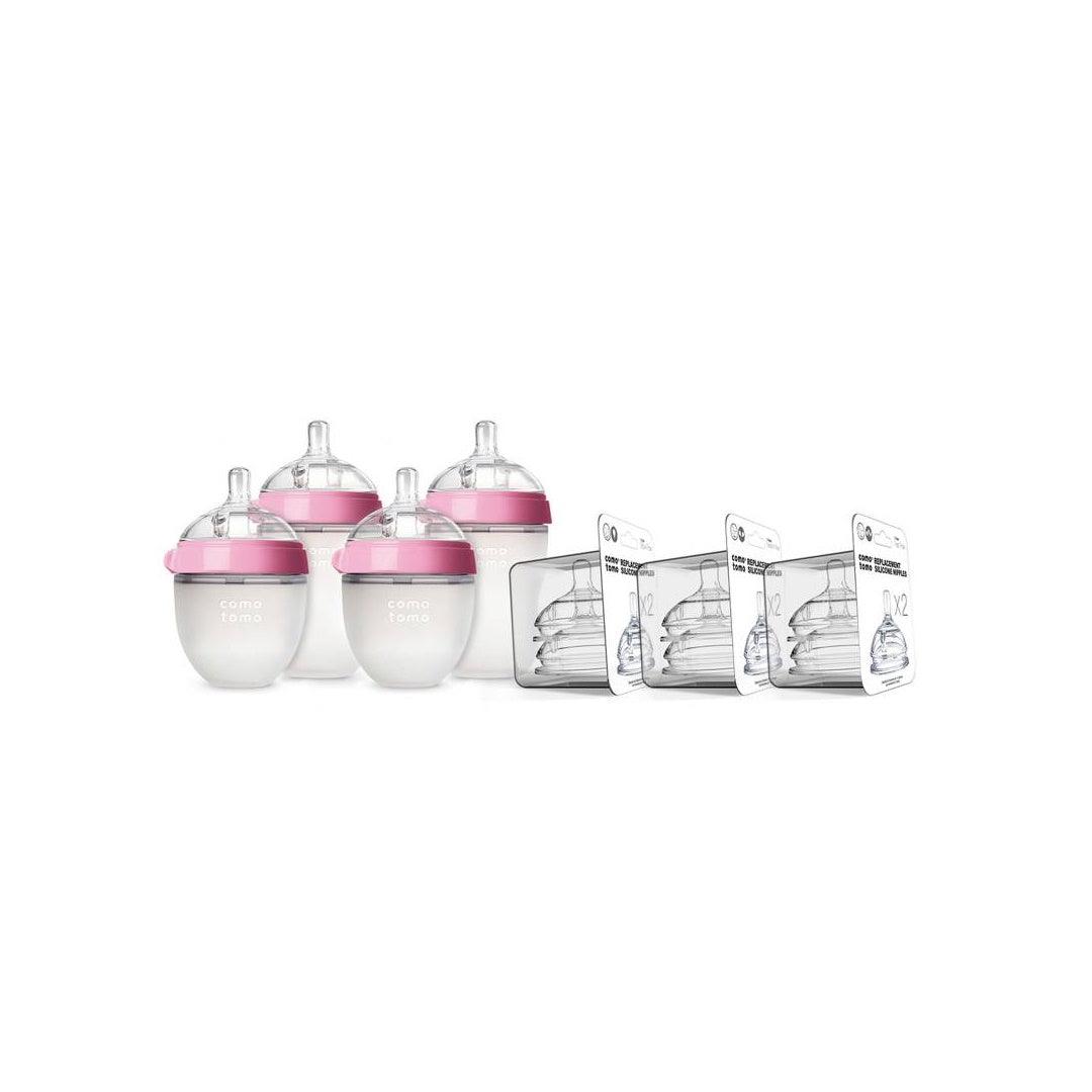 Kit de Mamadeira Comotomo - 7 Peças Rosa - Comotomo Babytunes