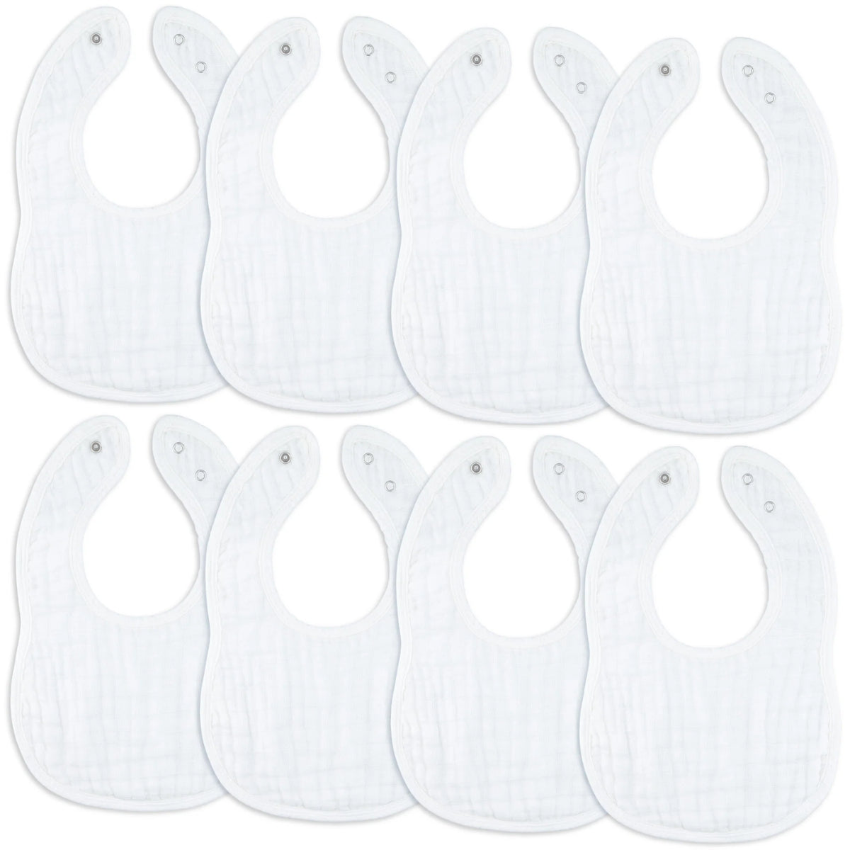 Comfy Cubs Muslin Cotton Baby Bibs White Pack of 8