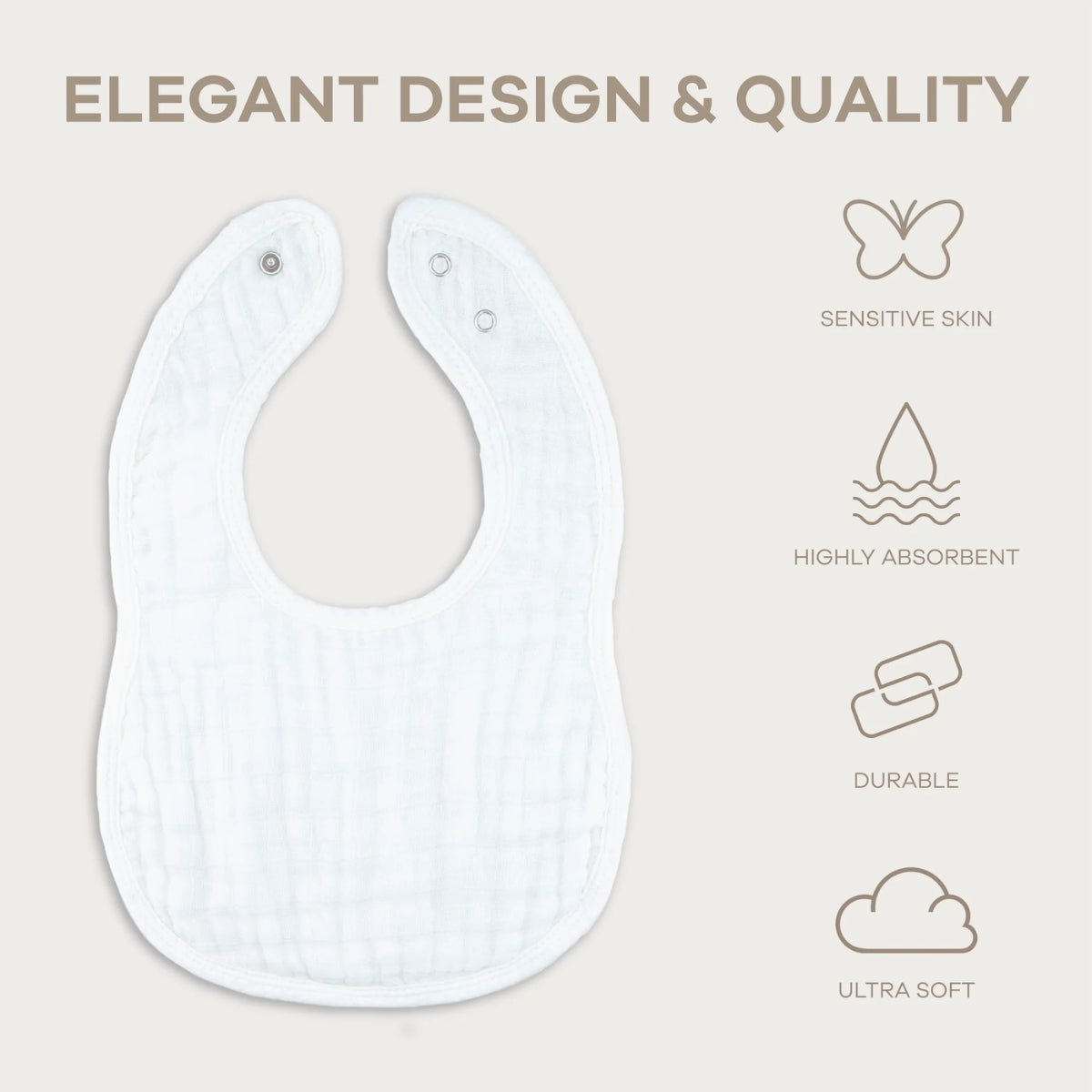Comfy Cubs Muslin Cotton Baby Bibs White Pack of 8 on Luna Baby Store Miami