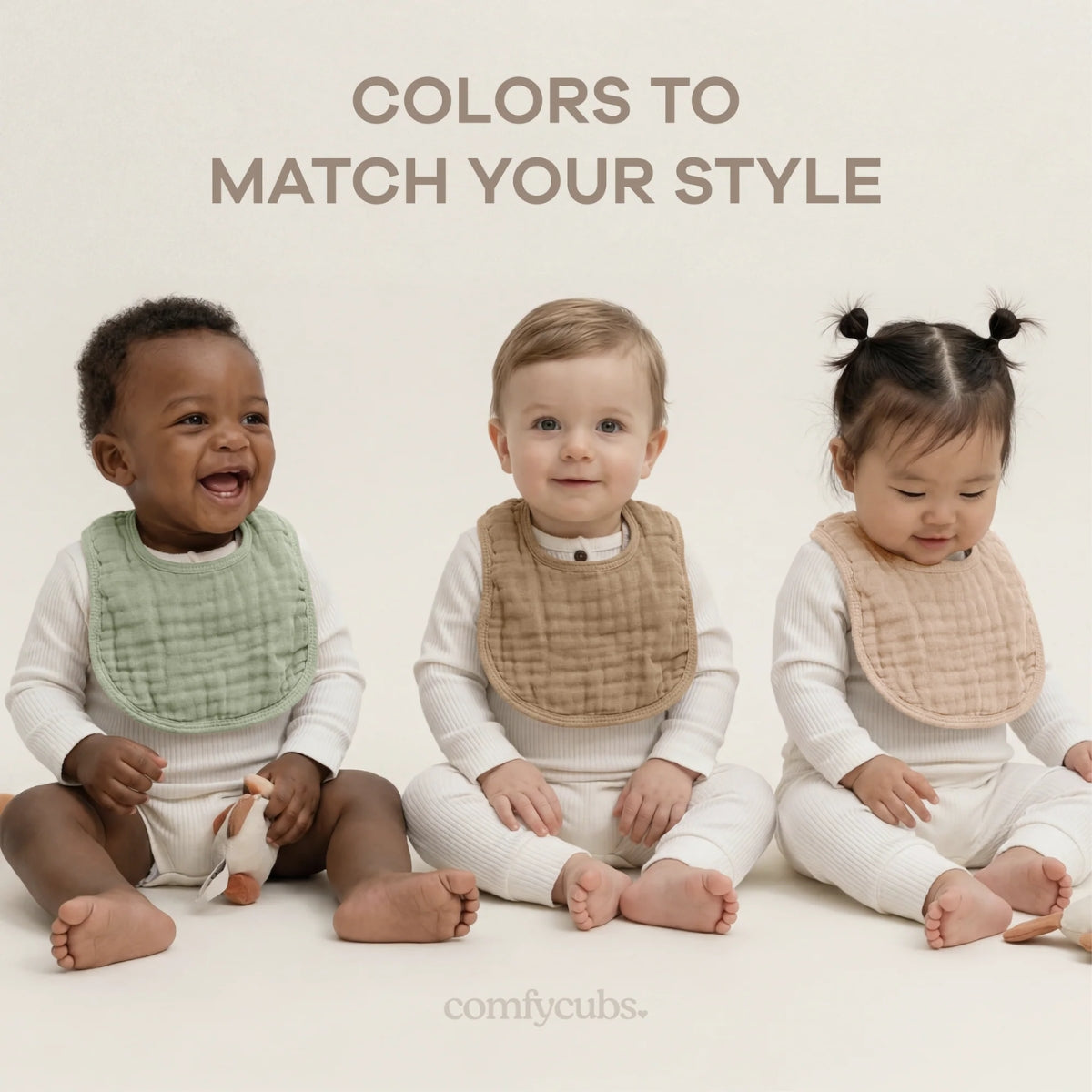 Comfy Cubs Muslin Cotton Baby Bibs White Pack of 8