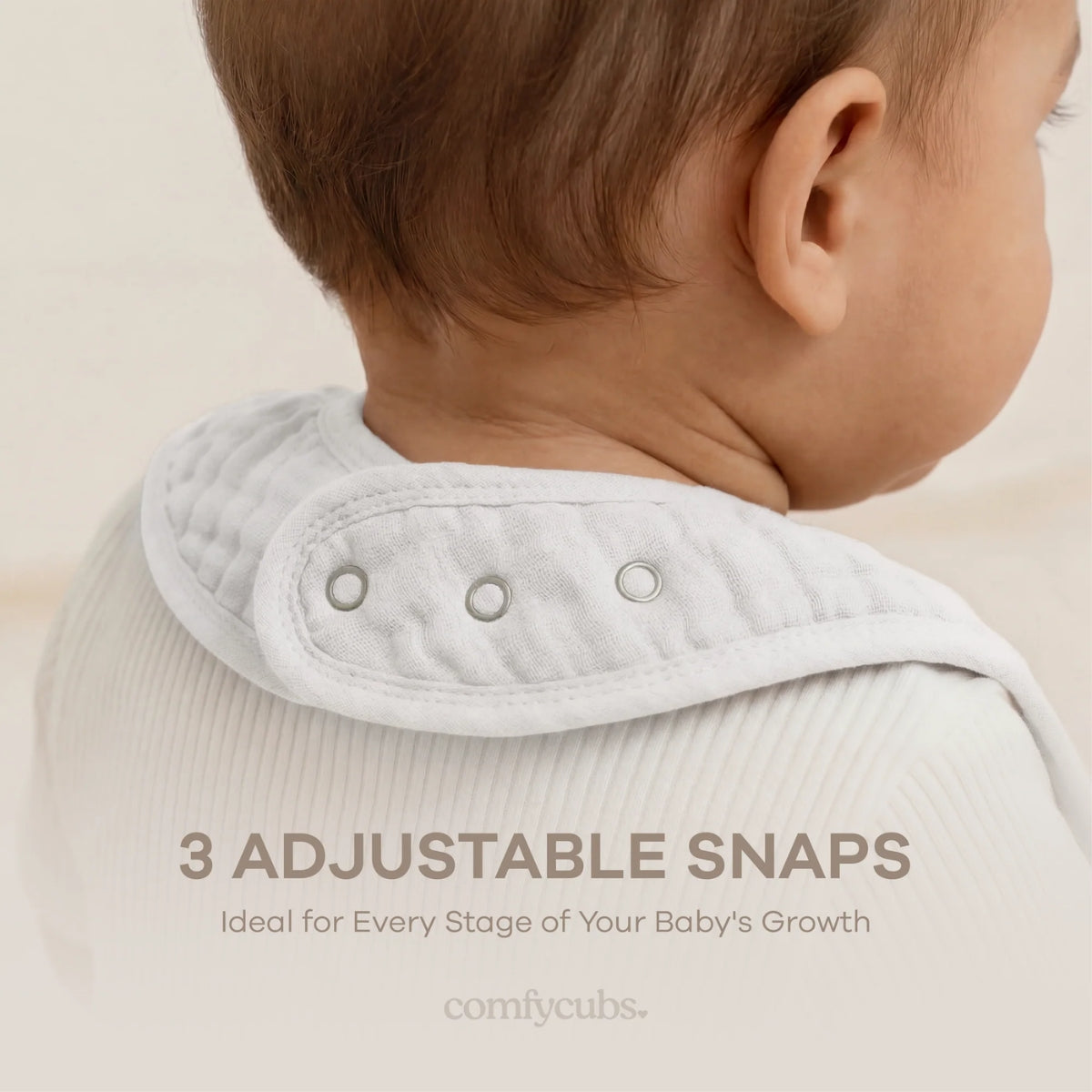 Comfy Cubs Muslin Cotton Baby Bibs White Pack of 8