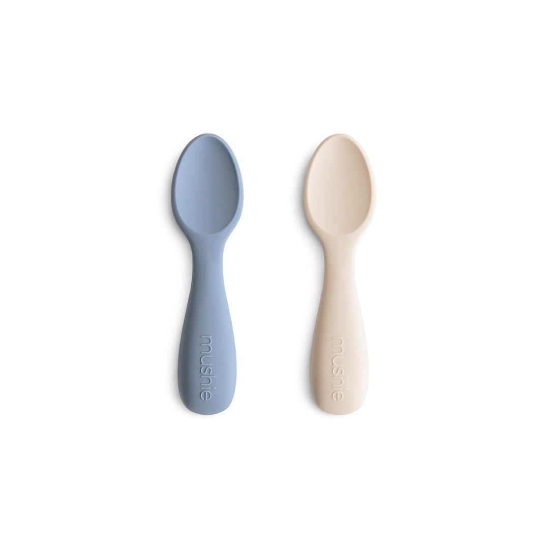 Mushie Silicone Toddler Starter Spoons 2-Pack Tradewinds/Shifting Sand