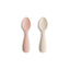 Mushie Silicone Toddler Starter Spoons 2-Pack  Blush/Shifting Sand