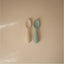 Mushie Silicone Toddler Starter Spoons 2-Pack Cambridge Blue/Shifting Sand on Luna Baby Store Miami