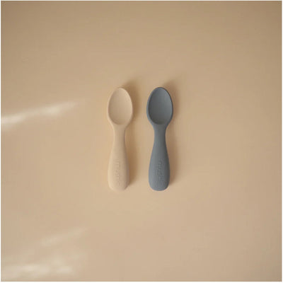 Mushie Silicone Toddler Starter Spoons 2-Pack Tradewinds/Shifting Sand