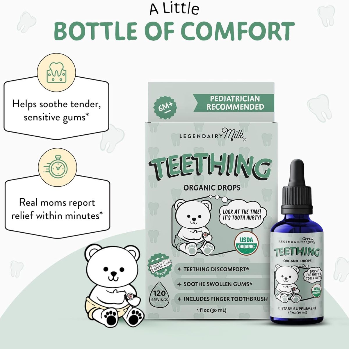 Legendairy Organic Baby Teething Drops on Luna Baby Store Miami