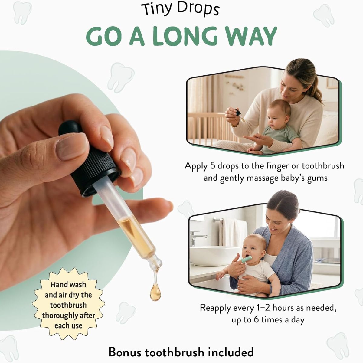Legendairy Organic Baby Teething Drops - Includes Silicone Finger Toothbrush