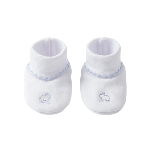 Babycottons Logo Booties White Blue - Luna Baby Store Miami