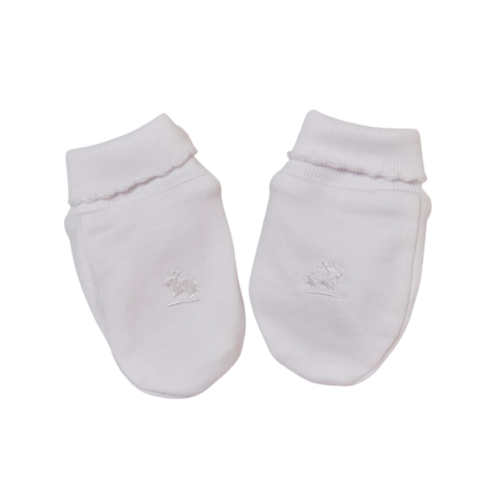 Babycottons Logo Cuffed Mittens White