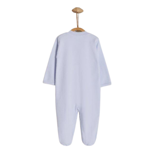 Babycottons Logo Footed Pajamas Light Blue