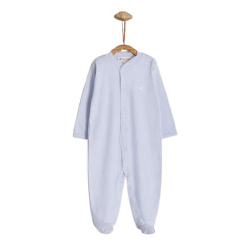 Babycottons Logo Footed Pajamas Light Blue