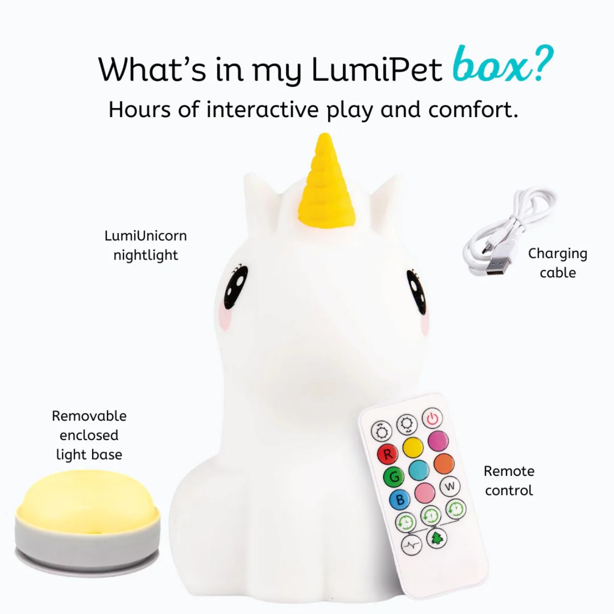 LumieWorld LumiPets LED Night Light with Remote Control - Unicorn