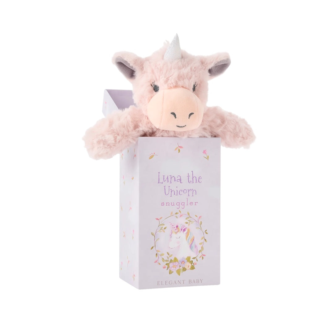 Elegant Baby Luna Unicorn Snuggler Plush Security Blanket w/ Gift Box