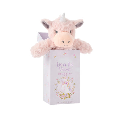 Elegant Baby Luna Unicorn Snuggler Plush Security Blanket w/ Gift Box