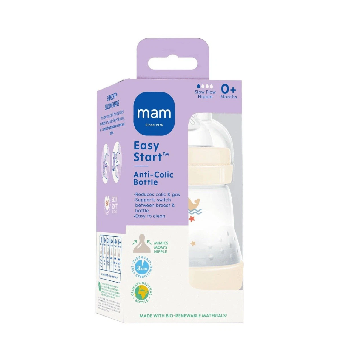 MAM Easy Start Anti-Colic Bottle 5 oz 0M+ - Whale on Luna Baby Store Miami