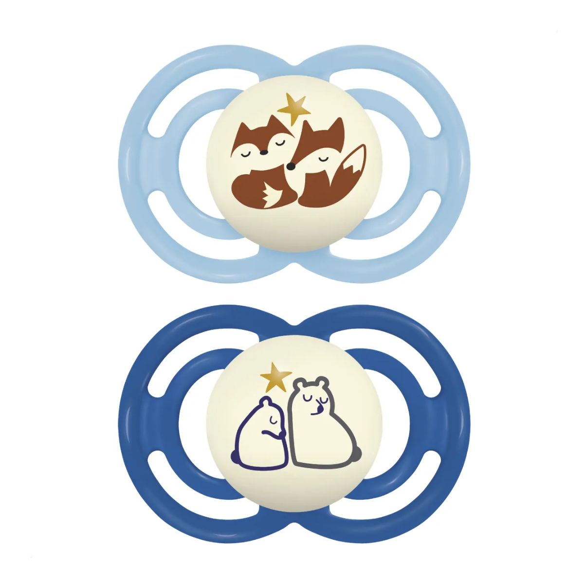 MAM Perfect Night Pacifiers 0–6M 2 pk - Arctic Blue