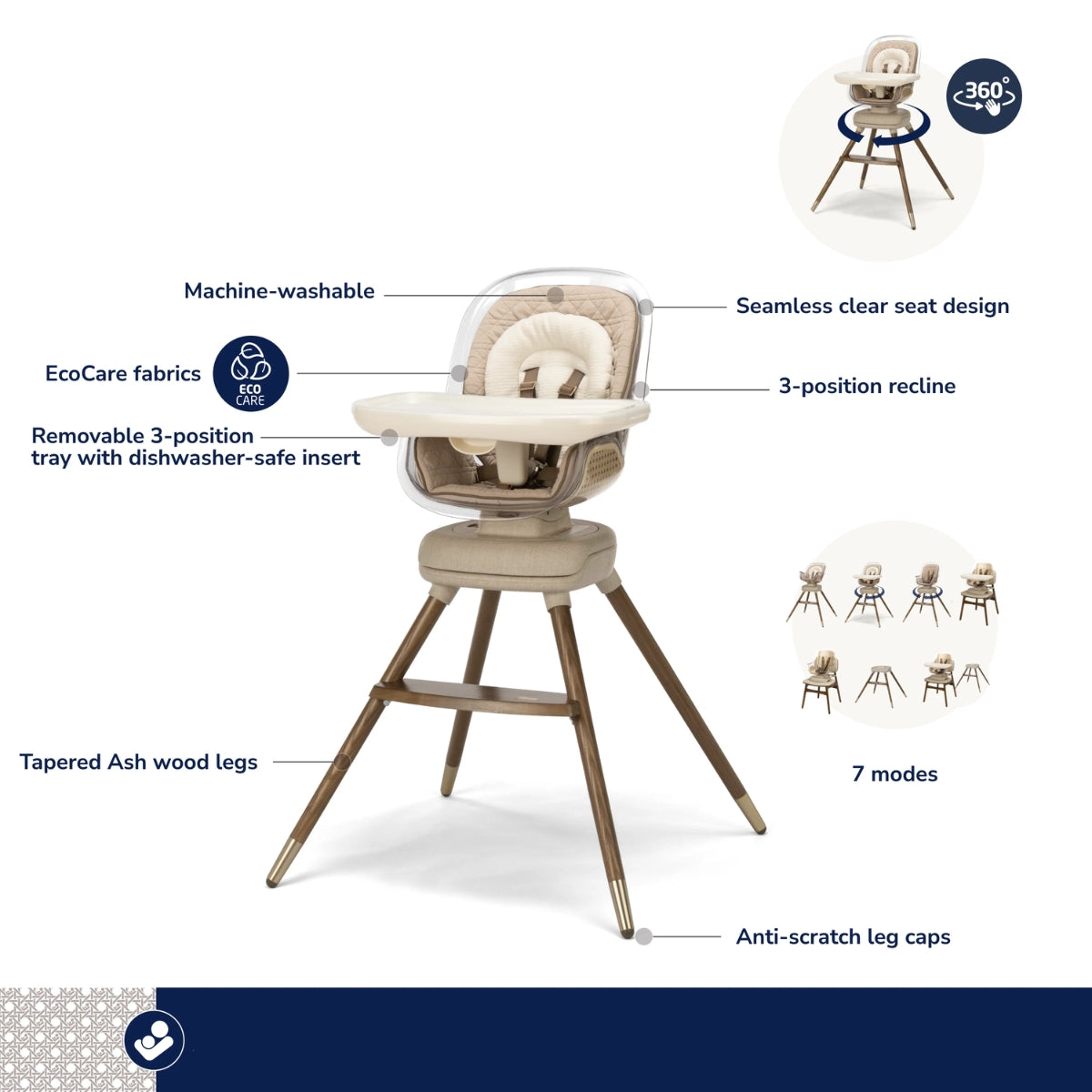 Maxi-Cosi Kiskadee 360 Rotating High Chair Onyx Heritage