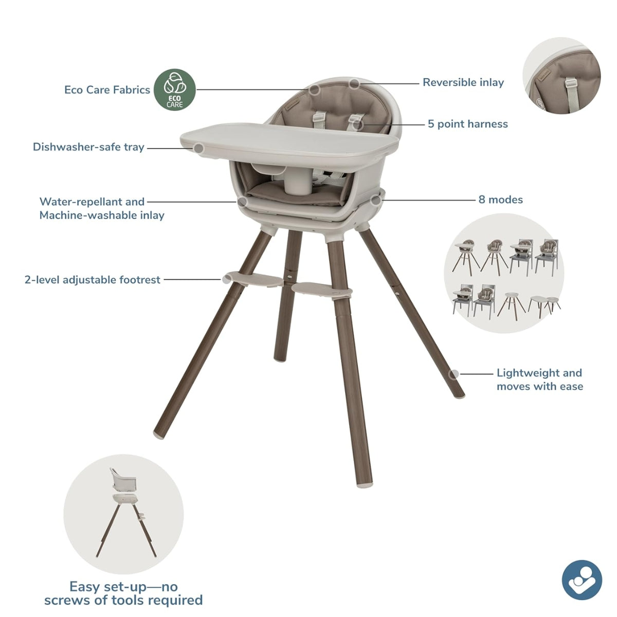 Maxi-Cosi Moa 8-in-1 High Chair - Classic Truffle