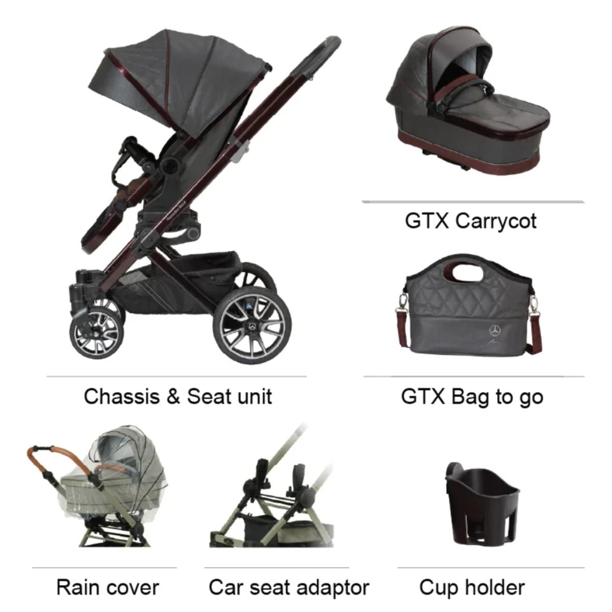 Mercedes-Benz Avantgarde GTX Stroller Full Set - Rubellit