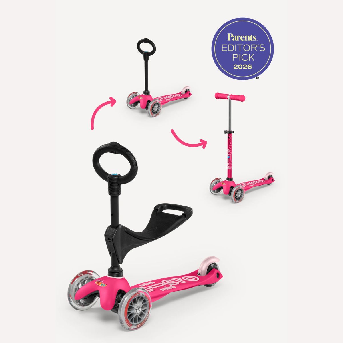Micro Kickboard Micro Mini 3in1 Scooter - Deluxe Pink on Luna Baby Store Miami