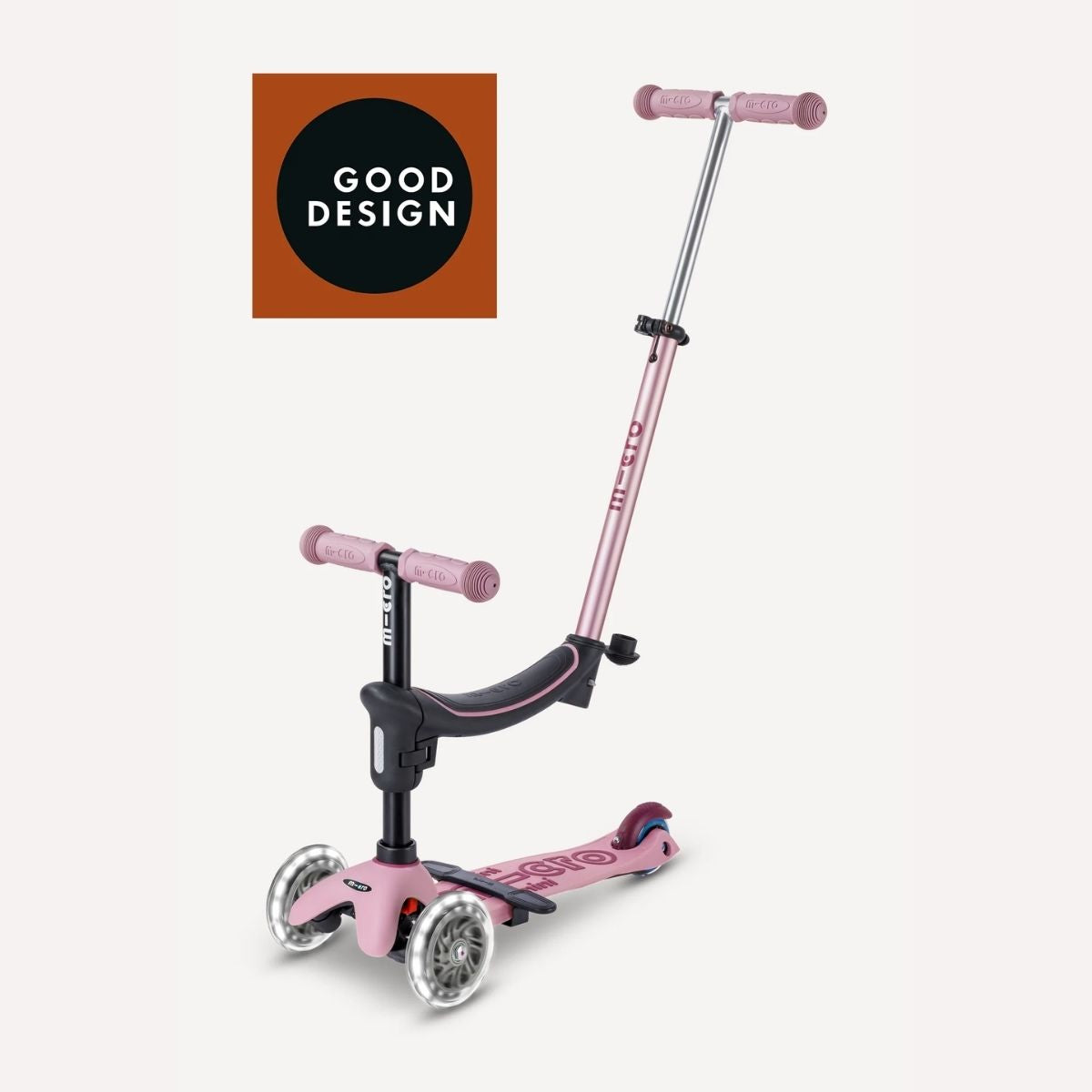 Micro Kickboard Micro Mini Rock & Go LED - Dusty Rose on Luna Baby Store Miami
