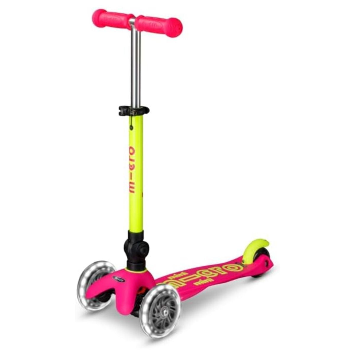 Micro Kickboard Mini Foldable LED Kids Scooter - Neon Flamingo Pink/Yellow on Luna Baby Store Miami