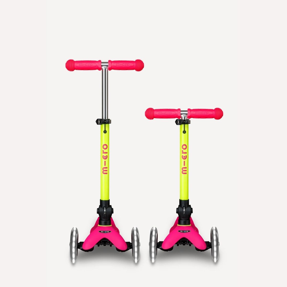Micro Kickboard Mini Foldable LED Kids Scooter - Neon Flamingo Pink/Yellow on Luna Baby Store Miami