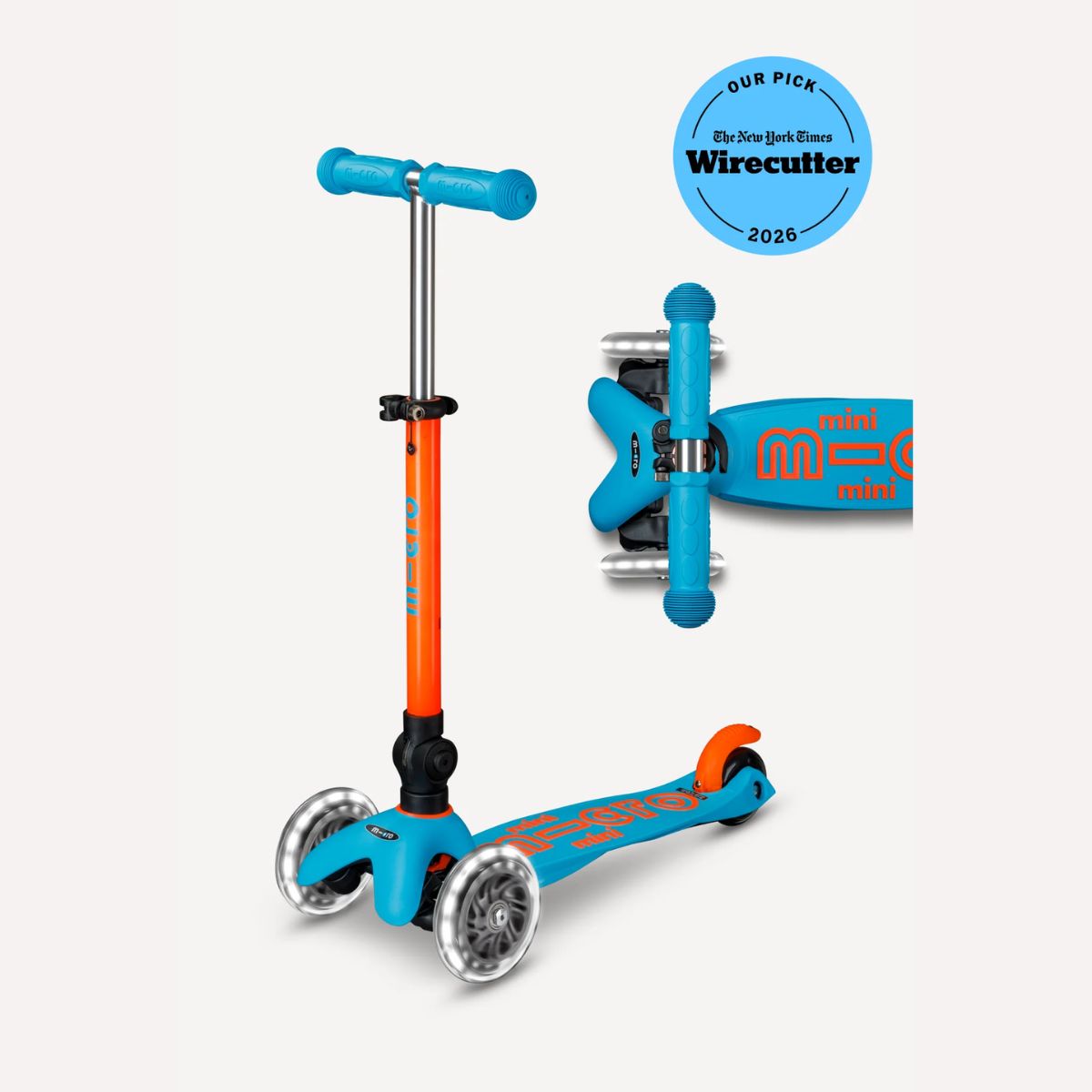 Micro Kickboard Mini Foldable LED Kids Scooter - Neon Sunset Orange/Aqua on Luna Baby Store Miami