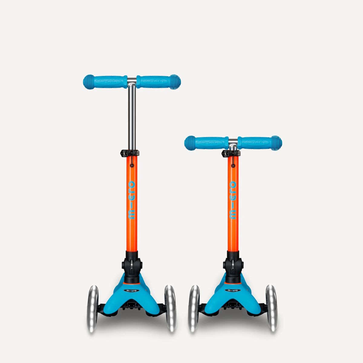 Micro Kickboard Mini Foldable LED Kids Scooter - Neon Sunset Orange/Aqua