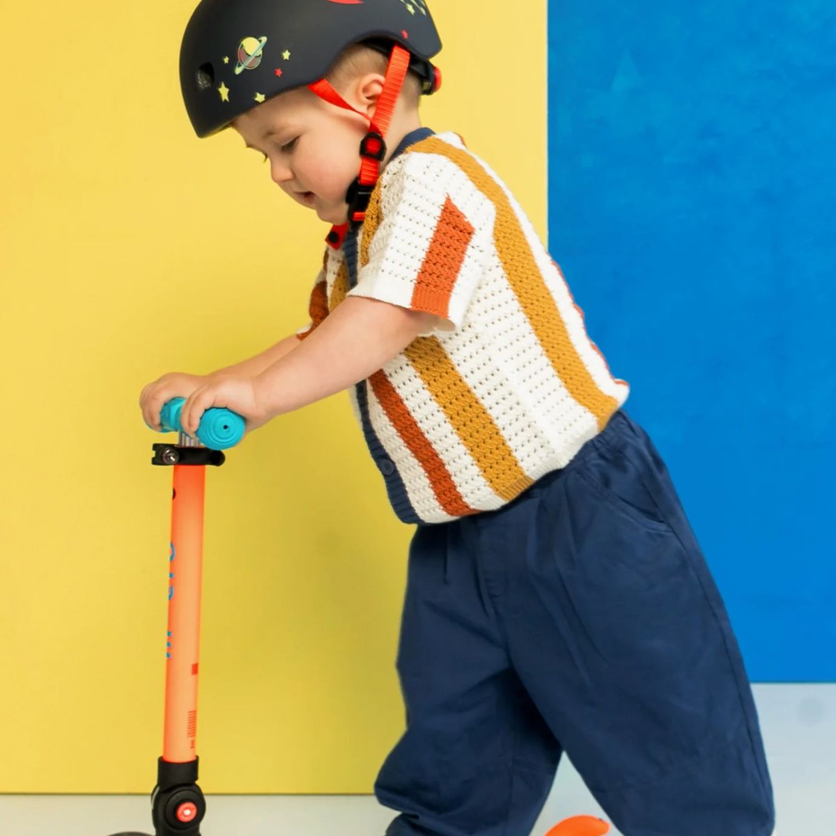Micro Kickboard Mini Foldable LED Kids Scooter - Neon Sunset Orange/Aqua on Luna Baby Store Miami