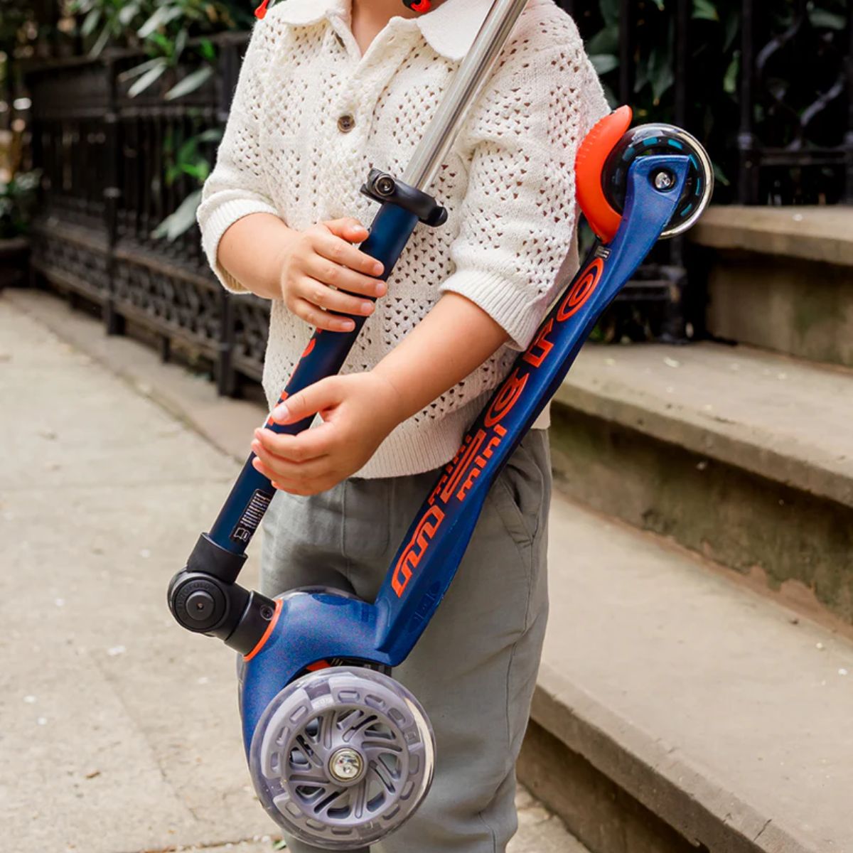 Micro Kickboard Mini Foldable LED Kids Scooter - Neon Sunset Orange/Aqua on Luna Baby Store Miami