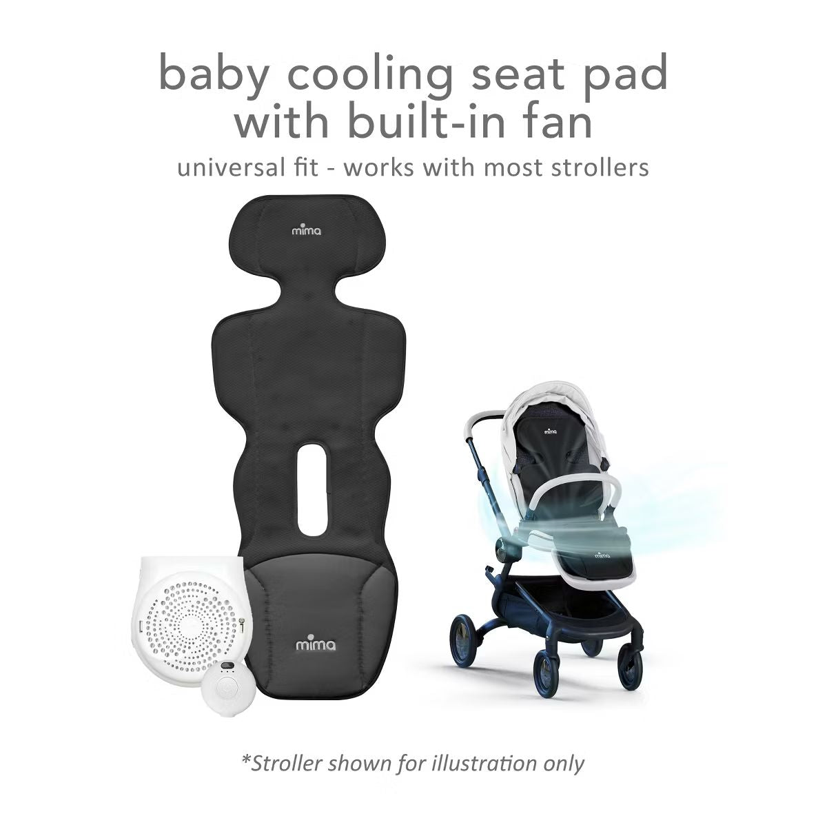 Mima Flo Baby Cooling Seat Liner - Lollipop Black on Luna Baby Store Miami
