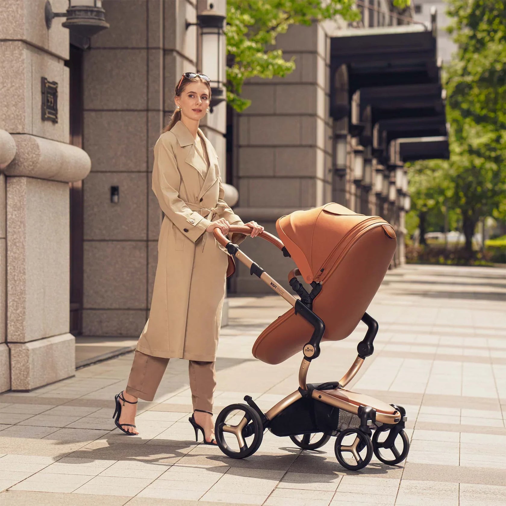 Mima Xari Max Stroller – Black/Camel/Champagne - UPF 50+ Sun Protection