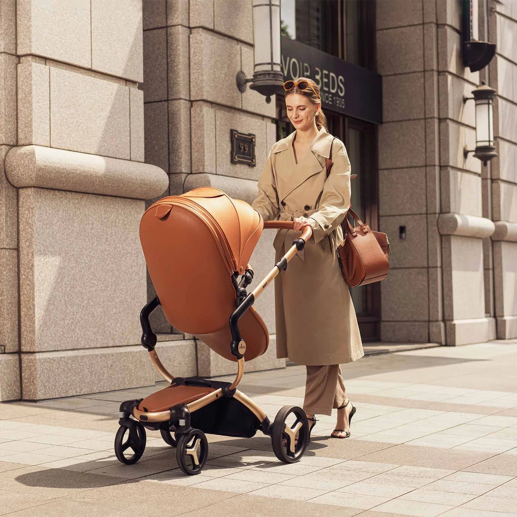 Mima Xari Max Stroller – Black/Camel/Champagne - Reversible Seat & Recline Comfort