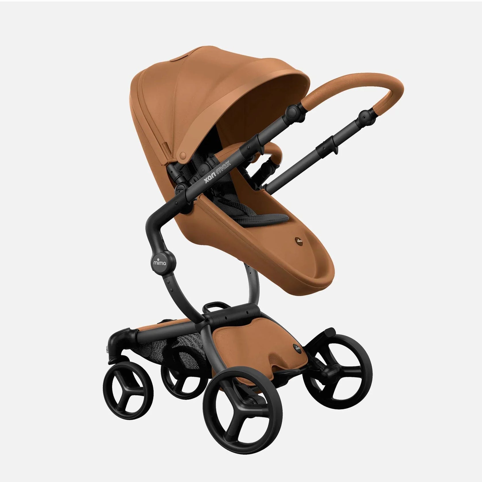 Mima Xari Max Stroller Black/Camel/Black - Reversible Seat & Recline Positions
