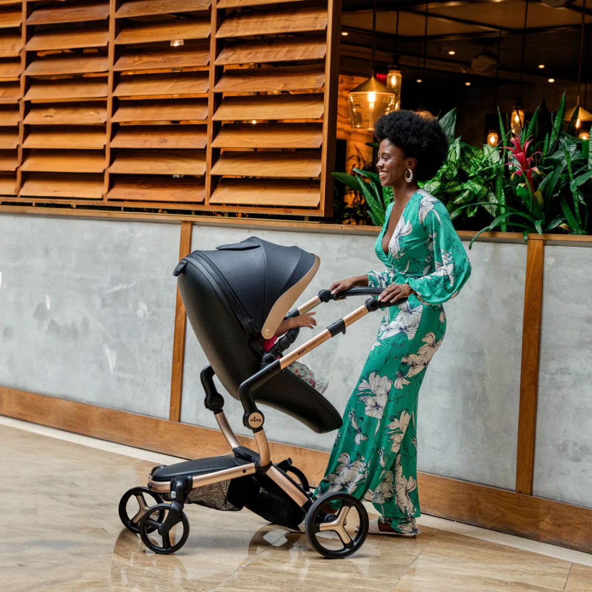 Mima Xari Max Stroller Special Edition - Black/Gold - UV 50+ Extendable Canopy