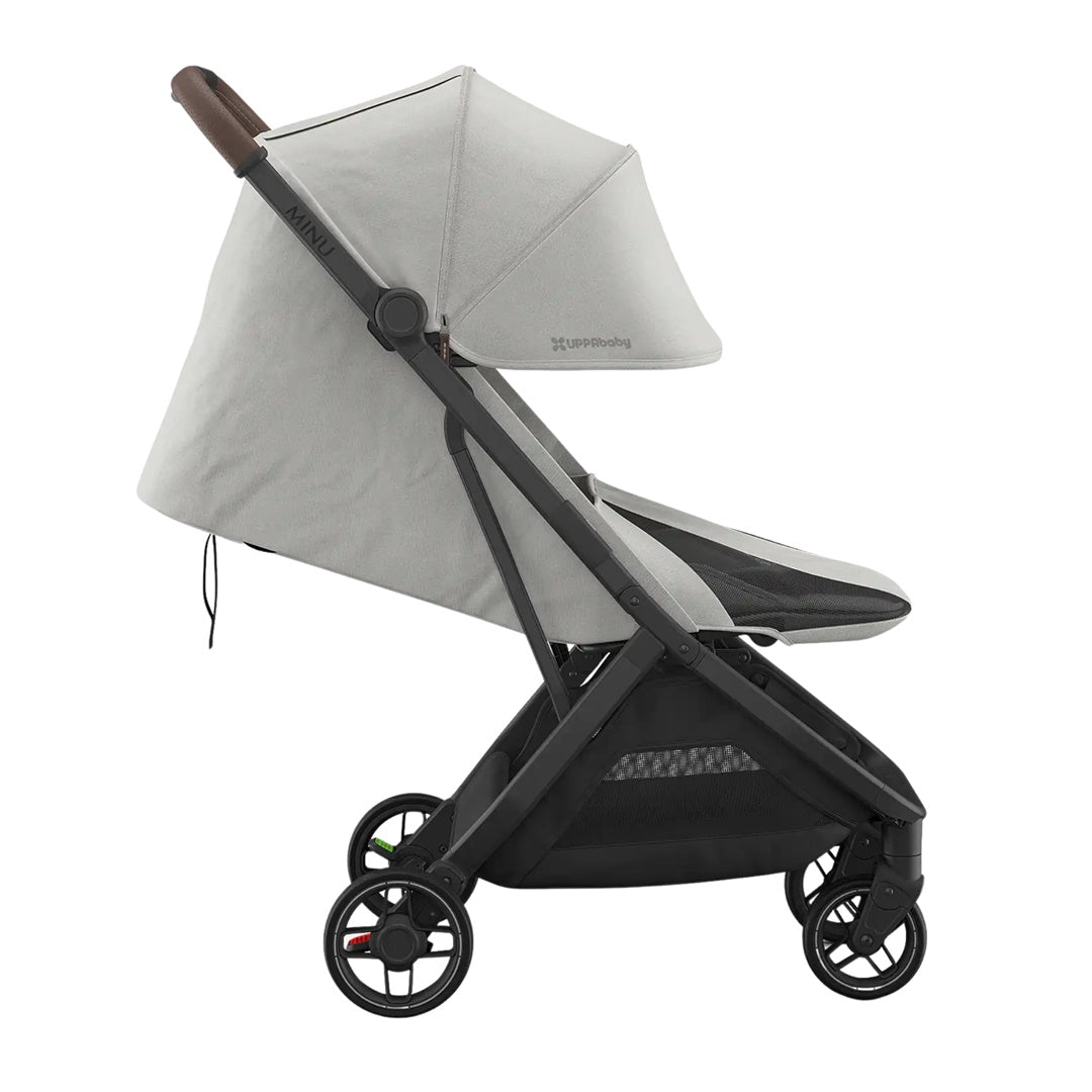 UPPAbaby Minu V3 Compact Stroller - Savannah (Pearl Gray Melange / Carbon Frame / Chestnut Leather)